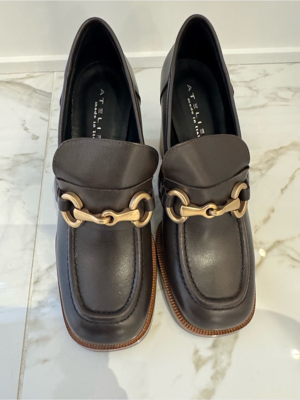 Atelier Brown Leather Horsebit Loafers for Women